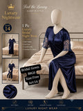 Luxury Bridal Nightwear Gown – Soft Silk Jersey (Blue) | Free Size | Art 14