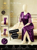 Luxury Bridal Nightwear Gown – Soft Silk Jersey (Purple) | Free Size | Art 14