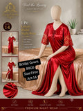 Luxury Bridal Nightwear Gown – Soft Silk Jersey (Red) | Free Size | Art 14